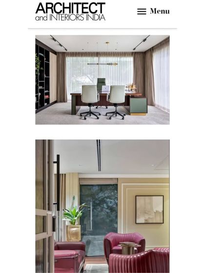 More shots from our feature in Architect and Interiors India for the Meghana Foods office, showcasing the director's cabin and a lounge area.