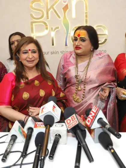 Addressing the media at our clinic launch. It was an important opportunity to speak about our mission of providing specialized, judgment-free dermatological care for the LGBTQIA+ community.