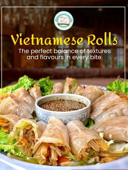 Our Vietnamese Rolls are a perfect balance of textures and flavors. These fresh, plant-based rolls are stuffed with crunchy veggies and herbs, served with a signature dipping sauce.