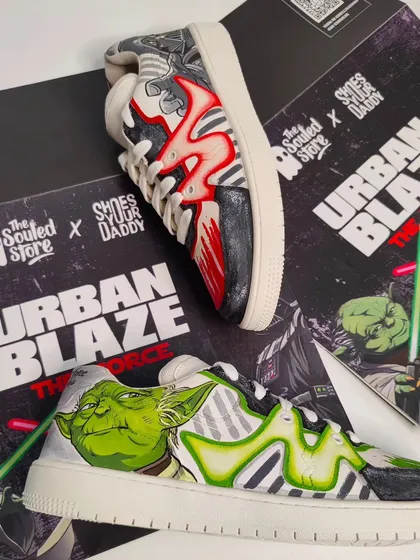 This mismatched Star Wars sneaker was part of a limited edition, hand-painted collaboration with The Souled Store. One shoe for the light side, one for the dark side.