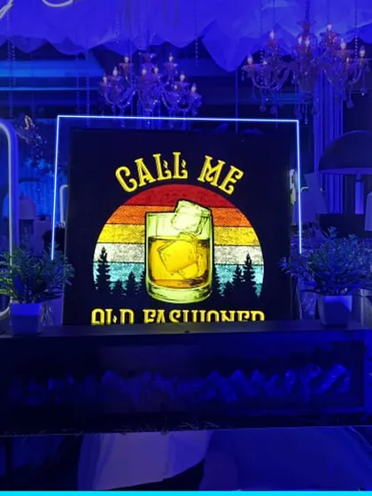 Our "Call Me Old Fashioned" sign adds a classic, retro touch to the bar. These custom signs are great conversation starters and photo opportunities for guests.