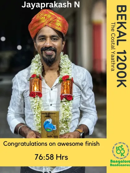 Believing in himself, JP proved his mettle at the Bekal 1200K. After being jinxed on his last two LRM attempts, he came back to conquer the challenging course with an amazing finish time of 76 hours.