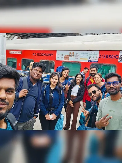 The journey is part of the adventure. The group selfie on the train to Maharashtra.