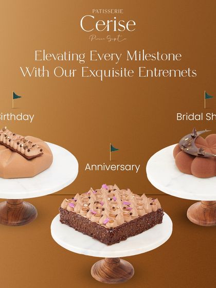 My entremets are designed to elevate any milestone, from birthdays and anniversaries to bridal showers. This image showcases a trio of my chocolate creations, perfect for any celebration.