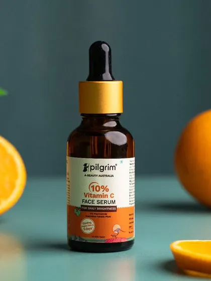 Our expertise extends beyond food. Here is a clean, crisp studio shot for Pilgrim's Vitamin C Face Serum, where we used natural elements and focused lighting to highlight the product's fresh, science-backed appeal.