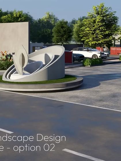 A fourth, more architectural sculpture option for 'Nirvana', with nested, curved forms. This demonstrates my studio's versatility in developing sculptural elements that range from organic to geometric.