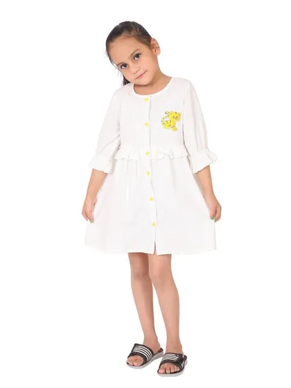Another full-length front view of the white frock, providing an alternative pose for the listing.