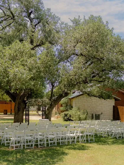 The beautiful outdoor ceremony setup for an intimate wedding in Austin. I always make sure to capture the stunning venues you choose for your special day.