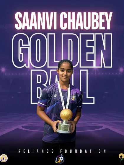 Sanvi Chaubey, awarded the Golden Ball for her outstanding performance at the Reliance Foundation Youth Sports tournament.