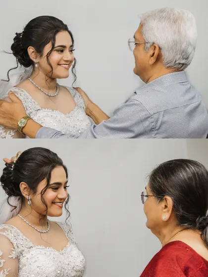 Heartwarming moments between the bride and her parents. These candid shots capture the love and emotion of the day.