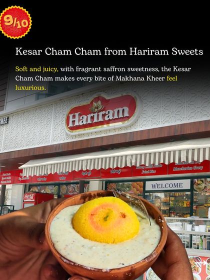 The soft and juicy Kesar Cham Cham, with its fragrant saffron sweetness, makes every bite of our Makhana Kheer feel luxurious. A delightful pairing.