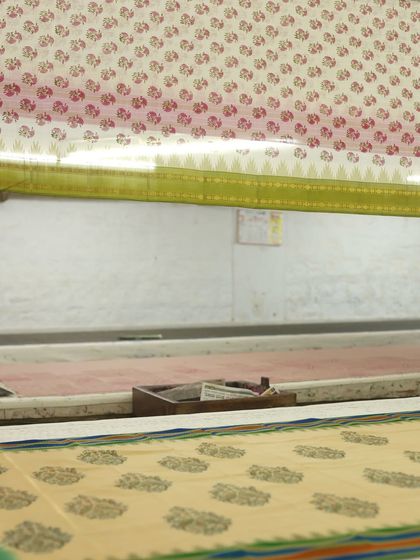 There is a quiet elegance to a well-printed silk saree. For this batch, we carefully curated blocks to match the rhythm of the weave and hand-mixed each color to complement the woven borders, creating a cohesive and lasting piece.