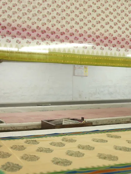 There is a quiet elegance to a well-printed silk saree. For this batch, we carefully curated blocks to match the rhythm of the weave and hand-mixed each color to complement the woven borders, creating a cohesive and lasting piece.