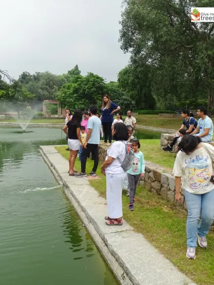 A group enjoying the scenery around the water bodies at Sunder Nursery during our Dragonfly Walk. These green spaces are vital for both wildlife and human well-being in the city.