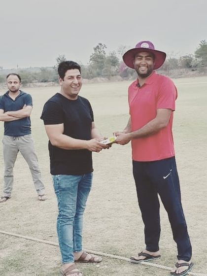 Another one of our players receiving a man of the match award. Our focus on cricket fundamentals like batting technique and smart shot selection helps players make a real impact during the game.