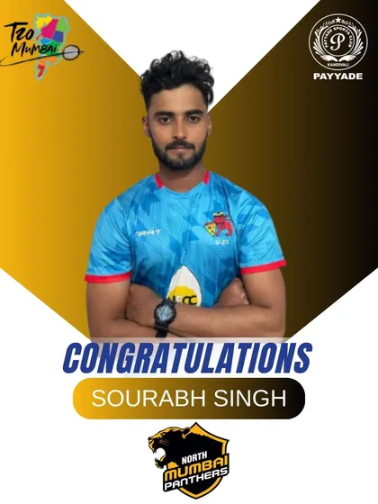 We congratulate Sourabh Singh on his selection for the North Mumbai Panthers in the T20 Mumbai League. It's another step forward in his promising cricket career.
