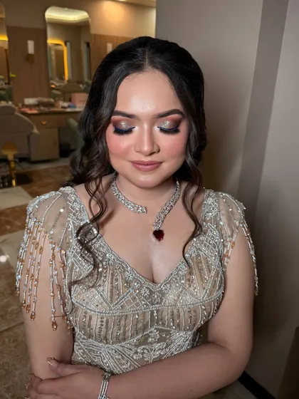 A close-up of the engagement makeup, showing the beautifully blended eyeshadow and glowing skin.