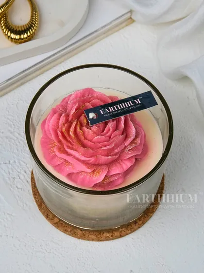 This vibrant pink peony is one of my favorites to make. The layers of petals create a beautiful effect as the candle burns.
