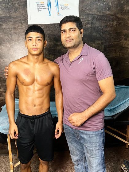 Another shot with wrestler Love at the clinic.