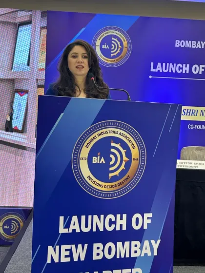On the podium at the launch of the Bombay Industries Association (BIA) Navi Mumbai chapter. The energy in the room was electric, and I was thrilled to be the anchor for such an important milestone.