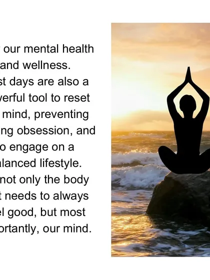 Rest days are also a powerful tool for your mental health. They help reset your mind and prevent training obsession, contributing to a balanced lifestyle.