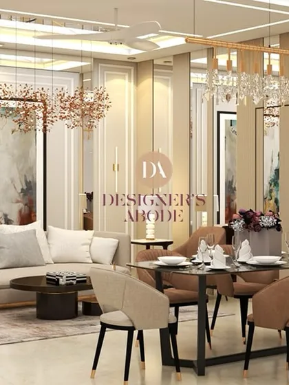 A touch of grandeur in this living and dining space, where European wainscoting, mirror paneling, and teak wood accents come together. The design creates a lavish yet comfortable environment perfect for family and guests.
