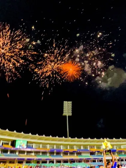 Fireworks explode over the stadium during the Saurashtra Premier League 2022. We manage all aspects of the event, including spectacular closing ceremonies.