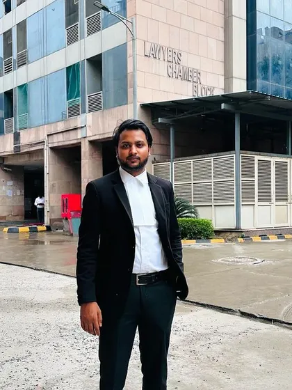 Standing outside the Lawyers' Chamber block at the Rohini Court complex. A lot of my case preparation and client meetings happen in and around these chambers.