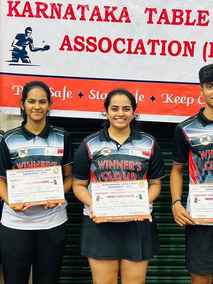 A group of our successful women paddlers with their merit certificates after a strong performance at the state ranking tournament.