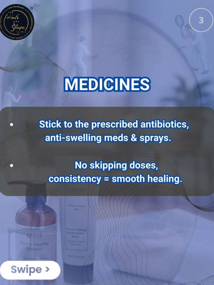 Post-transplant care tip 3: Medicines. Consistency is key. Stick to the prescribed antibiotics, anti-swelling meds, and sprays without skipping doses for smooth healing.