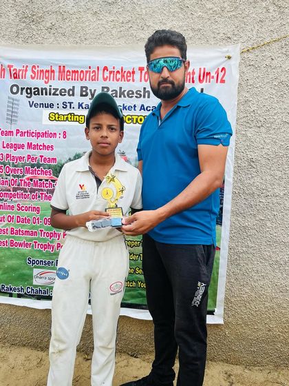 Piyush Neupane awarded Best Bowler in the U-12 tournament.