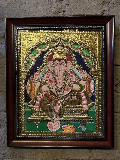 A beautiful Tanjore painting of Lord Ganesha. A reminder to work with the power of the divine to get rid of the unwanted and clear the path forward.