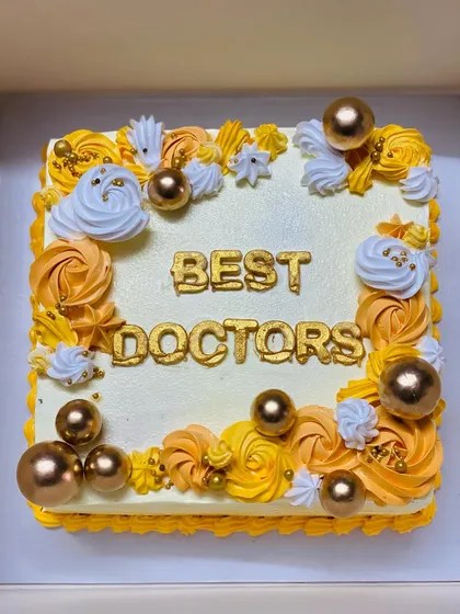 A thoughtful cake for the "Best Doctors" at Max Hospital, showing appreciation through sweetness.