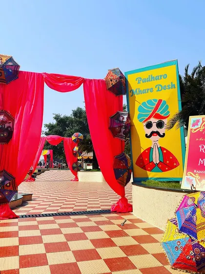 The fun and colorful entrance that welcomed guests to the Rajasthani Mela.