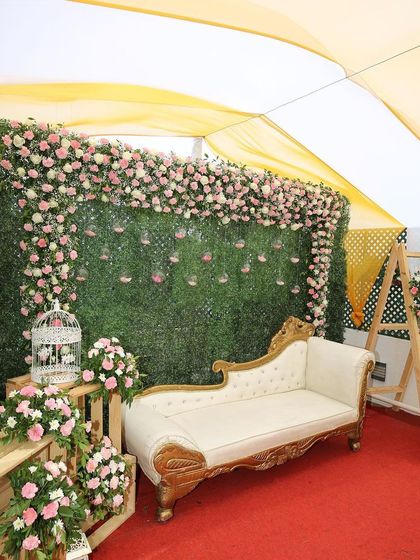 We ensure every element is perfect. This setup for a lockdown wedding shows our commitment to creating beautiful, high-quality decor, no matter the size of the event.