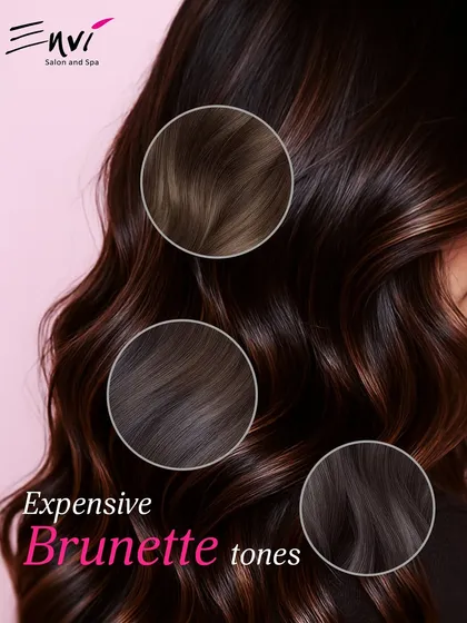 Exploring expensive brunette tones. We create rich, multi-dimensional brown shades that look luxurious and sophisticated.