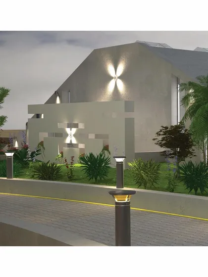 A close-up night render of the memorial's facade. Minimal openings and strategically placed skylights are designed to create a quiet interior with a connection to the cosmos.