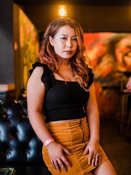 A guest sitting in the lounge area.