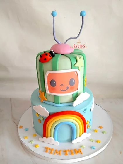 The cutest Cocomelon cake for Timtim's first birthday! I love making these fun, colorful cakes for little ones. This is a minimal fondant design, with just the decorative elements made from fondant for a clean look.