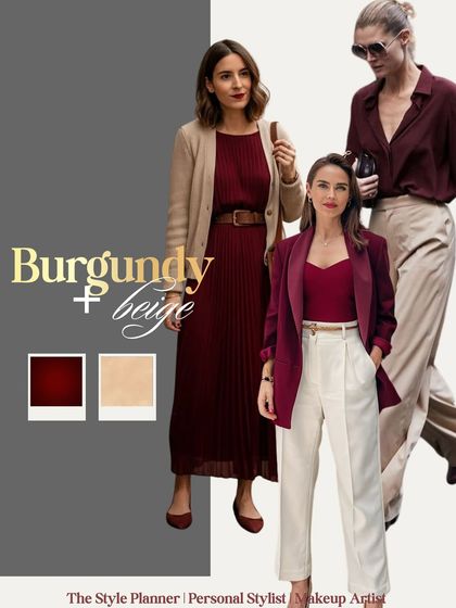 Burgundy and beige is a classic, rich combination that exudes sophistication. It's a perfect choice for creating a polished and timeless work look.