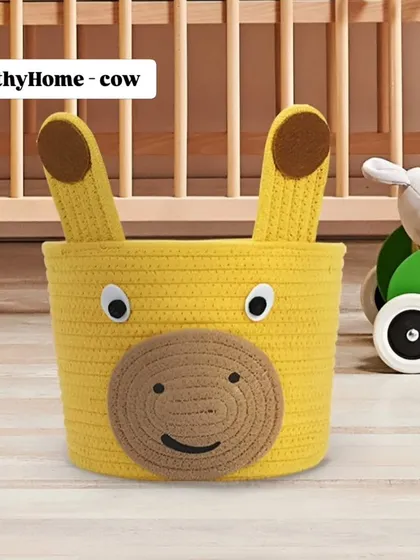 I also offer smaller storage baskets, like this cute cow design. It's perfect for placing on a shelf or next to a crib to hold essentials.