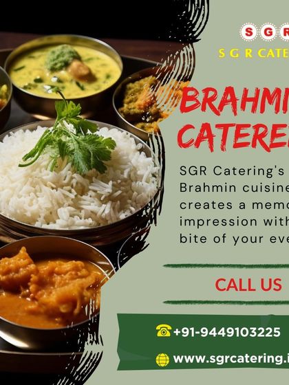 Our Brahmin cuisine creates a memorable impression with each bite. This image of a traditional thali showcases the rich variety of dishes we prepare for your event.