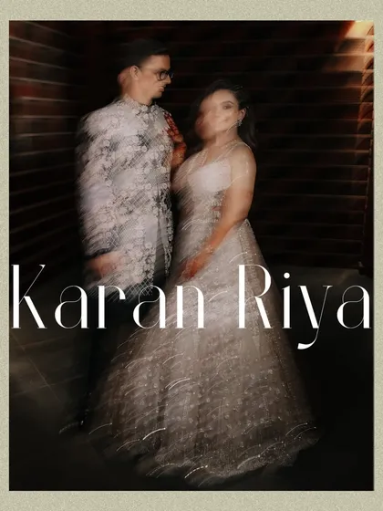 An artistic Sangeet portrait using motion blur to create a dreamy, ethereal effect, focusing on the couple's presence.