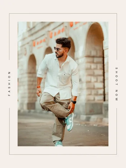 For a modern and fresh feel, I take shoots to the streets of Mumbai. This image demonstrates a relaxed yet stylish urban look, presented in a social media-ready format that brands and influencers can use directly.