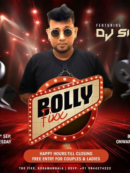 This flyer for 'Bolly Fixx' shows the consistent vibe for my Bollywood nights, a staple in the Koramangala party scene.
