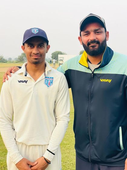 With Nikhil Malik after his match-winning century. He is a player who thrives under pressure.