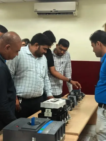 My team explaining the features of my switchgear lineup to interested retailers at the MCCIA event in Pune.