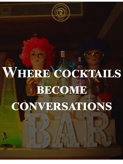 We design our bars to be spaces where cocktails become conversations. This setup, with its quirky decor, invites guests to linger and connect.
