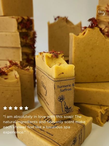 This amazing feedback on my Turmeric Saffron soap is why I work so hard every day. Knowing my natural ingredients and heavenly scents create a luxurious spa experience for you is my greatest reward.