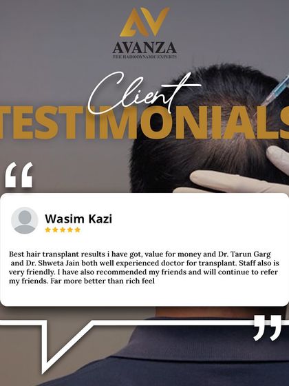 Wasim Kazi calls his results the "best hair transplant results I have got, value for money." He highlights the experience of our doctors and the friendly staff, noting he has already recommended us to his friends.